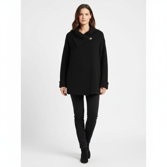 Ann Taylor Sweater Jacket Women´s XL Black Cowl Neck...